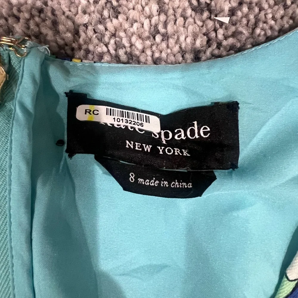 Kate Spade Anemone Floral Amelia Dress  Blue Green Sleeveless Pleated Size US 8 - Picture 8 of 14